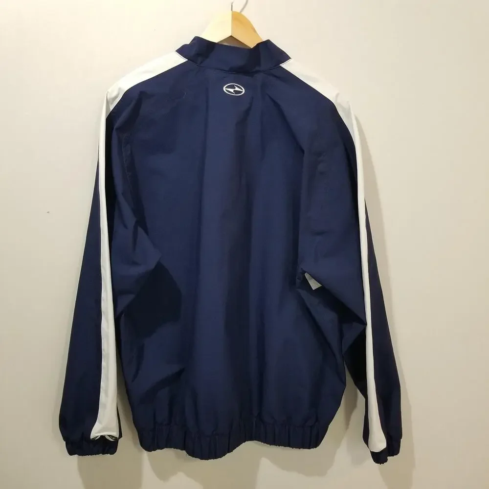 Nike Windbreaker Jacket Mens Large Blue Taped Seams 1/4 Zip Golf Pullover